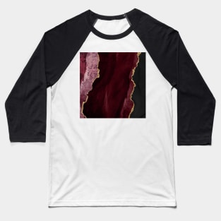 Watercolor Agate in Burgundy Wine and Turquoise with Glitter Veins Baseball T-Shirt